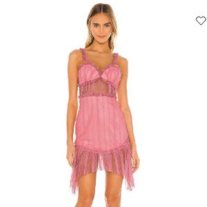 NBD Pink Sheer Fringe Mini Dress